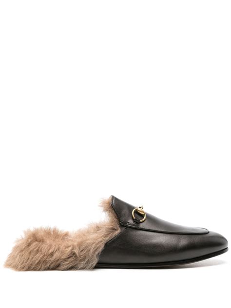 princetown shearling leather mules